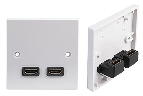 PRO SIGNAL 1 Gang HDMI Wall Plate - Dual HDMI Socket Faceplate (Horizontal) - 1.4 Compliant, White - PELR0095