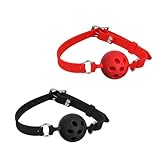 Thlsexy Silikon Mundknebel Mit Luftlöchern Verstellbarer Ballknebel Für Bondage BDSM Toys Gag Ball Für Männer Frauen Paare Fetisch Deep Throat Training Sexspielzeug Für Paare Extrem Sex（Schwarz-M）