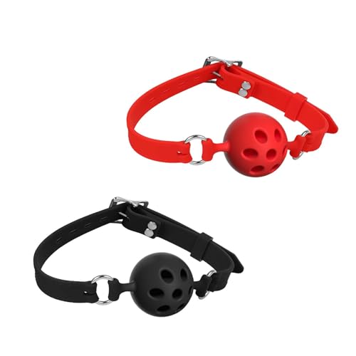 Thlsexy Silikon Mundknebel Mit Luftlöchern Verstellbarer Ballknebel Für Bondage BDSM Toys Gag Ball Für Männer Frauen Paare Fetisch Deep Throat Training Sexspielzeug Für Paare Extrem Sex（Schwarz-M）