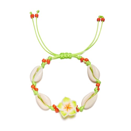 Image of Caiyao 2pcs Lovely Hawaiian Plumeria Rubra Anklet Bracelet Tropical Flower Bohemia Luau Beach Party Accessories for Women