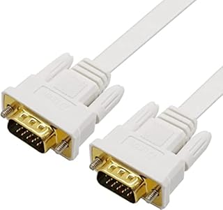 DTECH Thin Flexible 1,8m VGA to VGA Cable Male to Male SVGA Cable 1080p High Resolution Short Computer Monitor Cord  White 1.8m