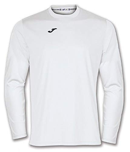 Joma - Camiseta Deportiva Manga Larga Hombre - Ligera y Transpirable Ideal para Todo Tipo de Deporte - Combi M - Blanco