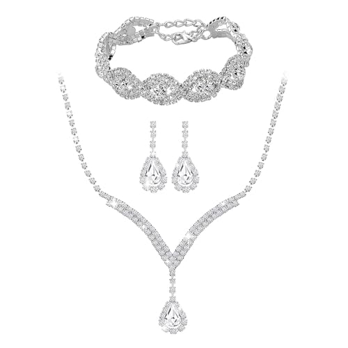 TTPSRY Conjunto Joyas Mujer Lágrima Cristal Brillante...