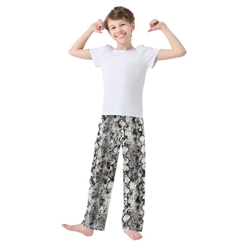 ZZXXB Black Snake Print Boys Long Pants Soft Trousers Elastic Waist Kids Lounge Bottoms with Pockets S-XL2