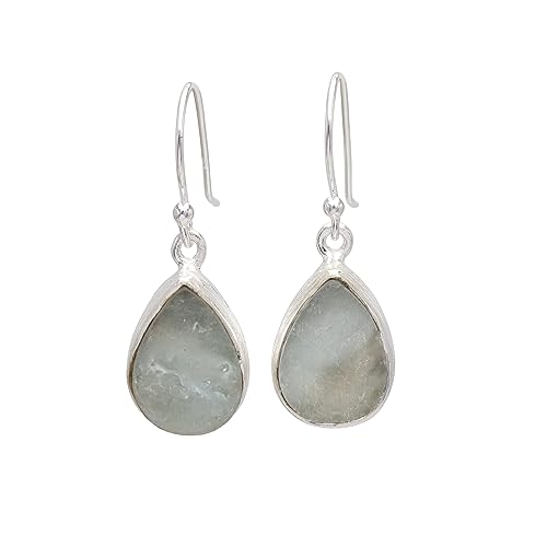 Boucles d'oreilles en argent et aigue-marine brute haut de gamme