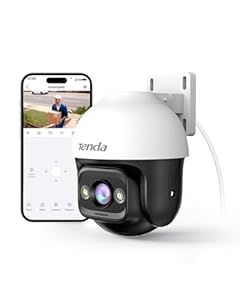 Tenda 3MP Überwachungskamera Aussen WiFi, 2K IP Kamera Outdoor mit Nachtsicht 30M in Farbe, 2-Wege Audio, IP65, AI Personen&Bewegungserkennung, Automatisches Tracking, Kompatibel mit Alexa, CH3 V2.0