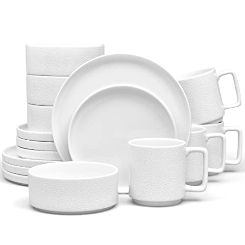 Noritake ColorTex Stone White 16-Piece Dinnerware Set, Service for 4