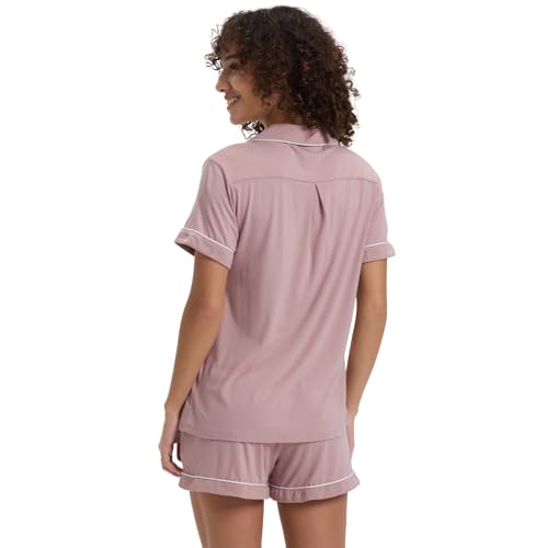 TOSMO Women's Pajamas Set Viscose from Bamboo Short Sleeve Sleepwear Button Down Loungewear Soft Cooling Pjs3