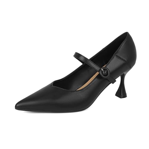 Elegance Pointed Toe Pumps for Women's Leather Kitten Heel Skinny High Heel Slip On Stiletto Dress Mary Jane Shoes for Party Wedding Gala