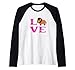 Love Bison Animal de buffle en peluche pour la Saint-Valentin Manche Raglan
