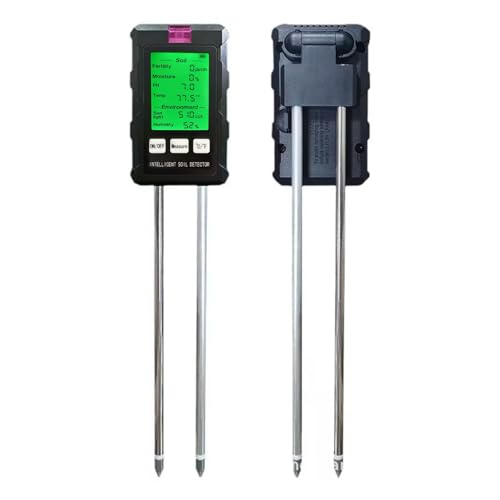 Image of 6-in-1 Soil Tester Meter with Dual 180mm Probes | pH Moisture Fertility Temperature Sunlight Analyzer for Garden & Indoor Plants