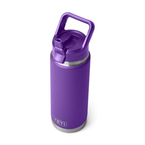 Image of YETI Rambler 26 oz Bottle, Vacuum Insulated, Stainless Steel with Color Matching Straw Cap