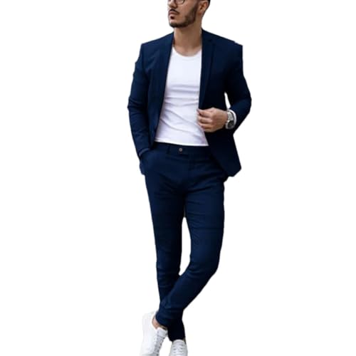 Generic Mens Suits Set Slim Fit Groom Tuxedo Mens Wedding Suit Bridegroom Male Blazer Jacket Pants Clothing 2Pcs Sets