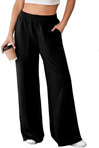 Aleumdr Women's Wide Leg Sweatpants Elastic High Waisted Long Pants Casual Loose Yoga Pants with Pockets 2025