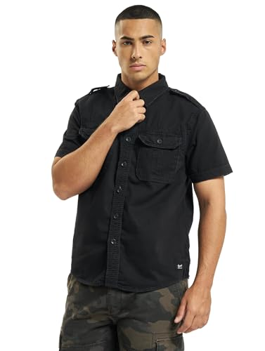 Brandit Vintage Shirt Short Sleeve, Farbe: Black, Größe: 4XL