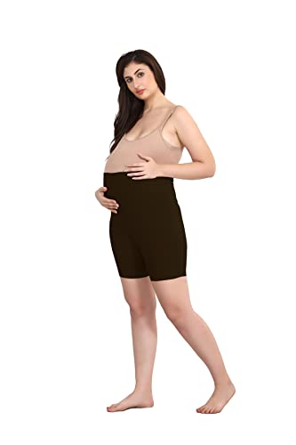 Image of Women's Cotton Maternity Shorts Over The Belly for Pregnant Women for Pre & Post Pregnancy