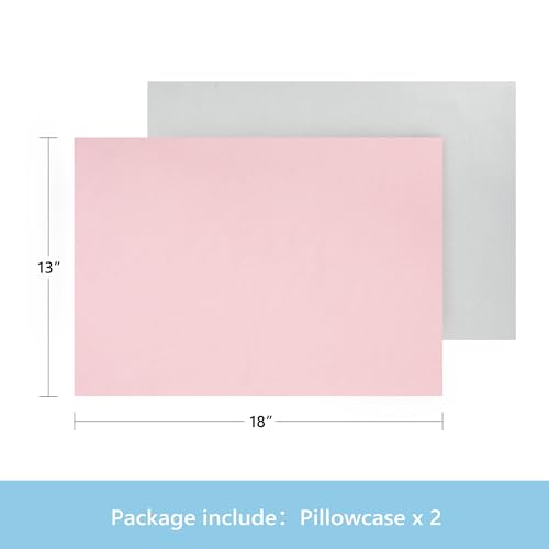 Image of TILLYOU Toddler Pillowcase 2 Pack with Zipper,Silky Soft Microfiber 13 inch x 18 inch Kids Travel Pillow Cases, Gray & Pink