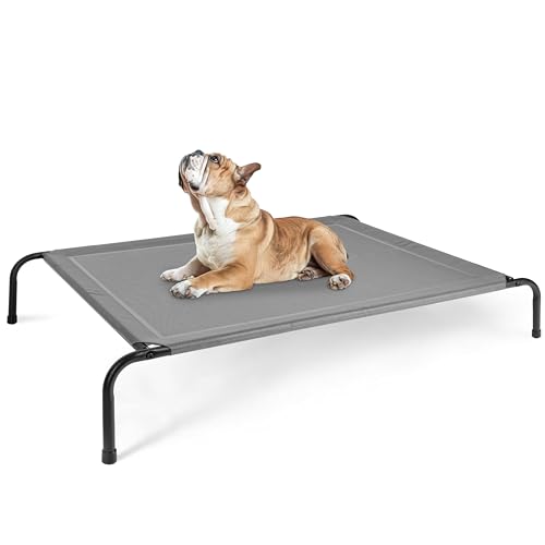 Simple Deluxe Cooling Elevated Dog Bed, Raised Portable Dog Cots Beds No-Slip Feet Durable Portable Indoor & Outdoor Pet Hammock Bed, 49x31.5x8 Inch, Grey