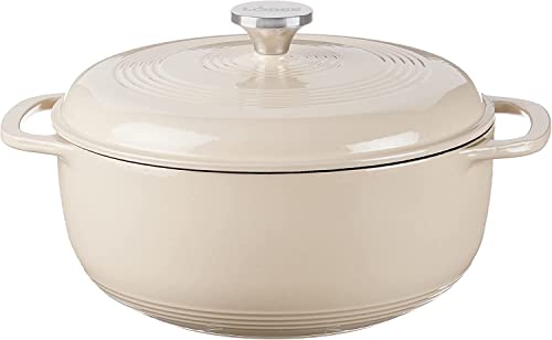 Image of Lodge 3 Quart Enameled Cast Iron Dutch Oven with Lid - Dual Handles - Oven Safe up to 500 F or on Stovetop - Use to Marinate, Cook, Bake, Refrigerate and Serve - Sandalwood