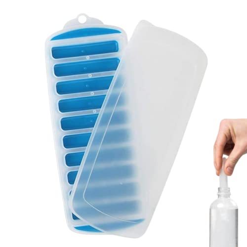 1 paquete de bandeja para cubitos de hielo, bandeja estrecha para botellas de agua con tapa, bandejas de hielo inferiores de silicona para bebidas deportivas y botellas de agua (color aleatorio)