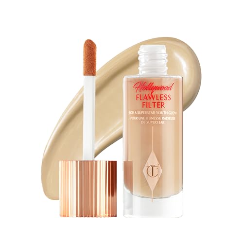 Charlotte Tilbury Hollywood FlawlessFilter - MultiUse Makeup Primer Complexion Booster & Illuminating Liquid Highlighter with Sheer Coverage - Smooths & Blurs Skin - 4 Medium