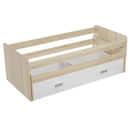 amuéblate online - Cama Nido de Madera Reforzada con Dos cajones, Gran Estabilidad, Modelo Helsinki, Camas de 90 x 190 cm, Color Puccini - Andersen