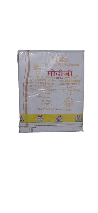 Gents Dhoti, Multi-Color, 4.5 metres, Unstitched,Stylish Men's Ethnic wear (White, Synthetic)