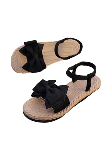 GORGLITTER Women's Bow Ankle Strap Sandals Dressy Cute Summer Open Toe Slip On Slides Vacation Sandal Shoes
