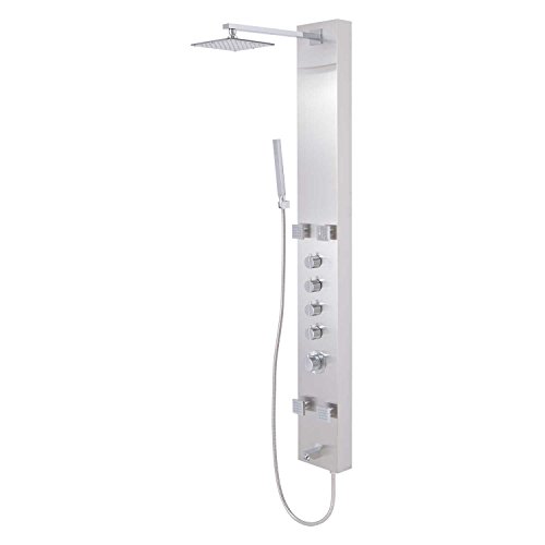 Signature Hardware 413241 Shelton Thermostatic Stainless Steel Shower Panel with Hand Shower, Four Bodysprays, and Tub Spout #1