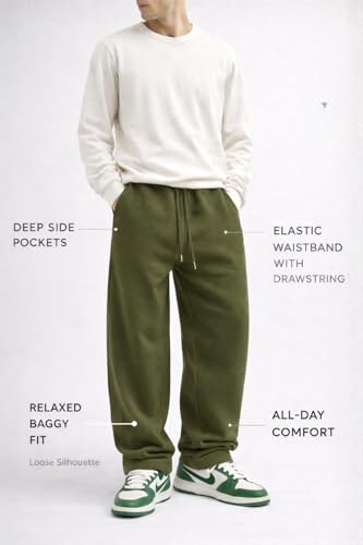 Image of Rockwell Men's Baggy Sweatpants | Cotton Terry Relaxed Fit Joggers for Men | Oversized Streetwear Track Pants | Casual Gym & Everyday Wear| 007