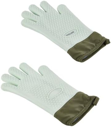 Silicone Oven Mitts with Five-Finger Design, Extended Cuff & Soft...