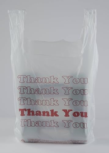 SSWBasics White Thank You Bags Case of 1000-11 ½” x 6" x 21" - Thickness .48mil HDPE- Standard Supermarket Size, Perfect for Grocery, Retail, Convenience Stores, Take-Out and Home Use