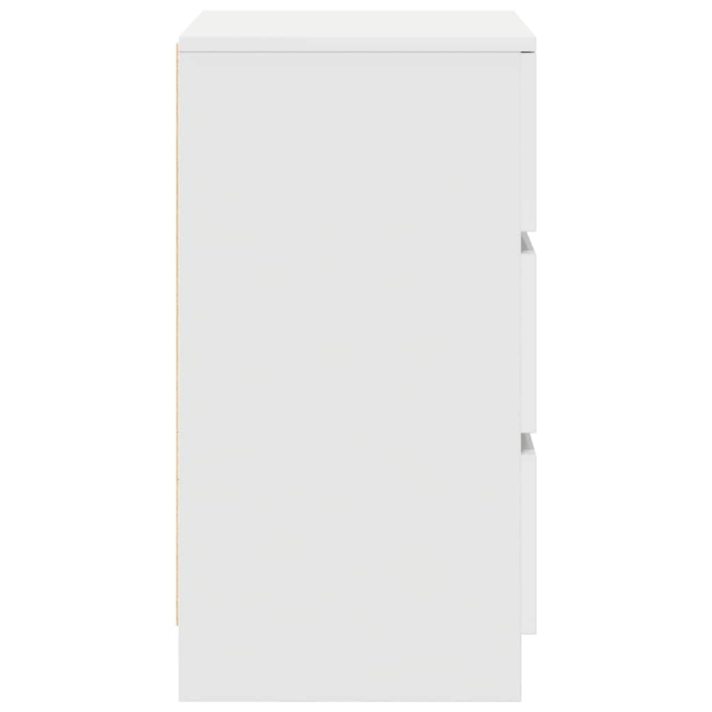vidaXL Table de Chevet avec 3 tiroirs Blanc 39x35x65 cm, Table d'appoint, Armoire de lit, Table d'appoint pour la Chambre, Table de Nuit, Table de lit