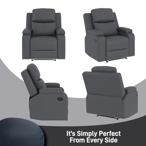 Image of Amazon Brand - Solimo Emerald | Single Seater Sofa Recliner | Manual Recliner (Leatherette Grey)
