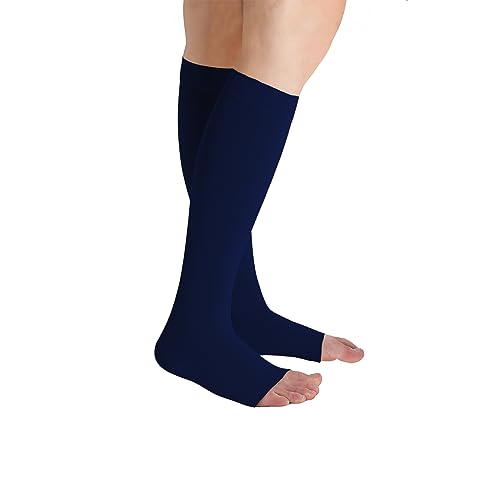 Image of Juzo Soft 15-20 mmHg Compression Stockings, Knee High, Open Toe | Compression Socks for Women / Men for Tired, Aching or Swollen Legs, Minor Varicosities
