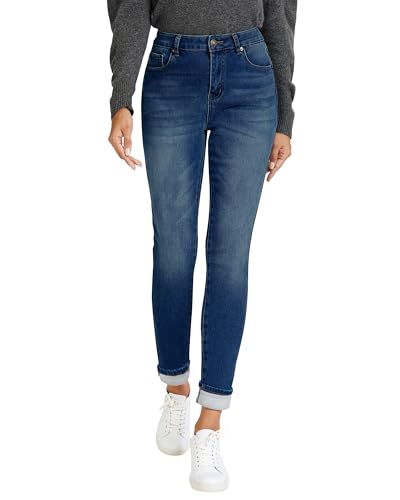 LookbookStore Womens Fleece Jeans Women Winter Thermal Jeggings Tummy Control Jeans for Women Darkness Blue Size Large Size 12 14