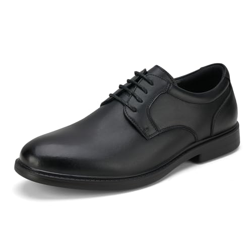 HEEZ Zapatillas Vestir Homre Zapatos Oxfords Derby Cordones Clásico Zapatos de Traje Cómodos Formales Boda Zapatillas Piel Negocios Negro Marrón
