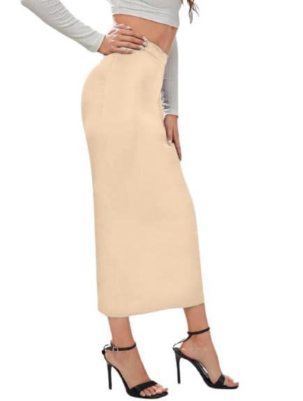 Image of Dream Beauty Fashion Casual Polyester Blend with Side Slit Black Skirt /Petticoat /Shapewear (Venue Skirt-1P)