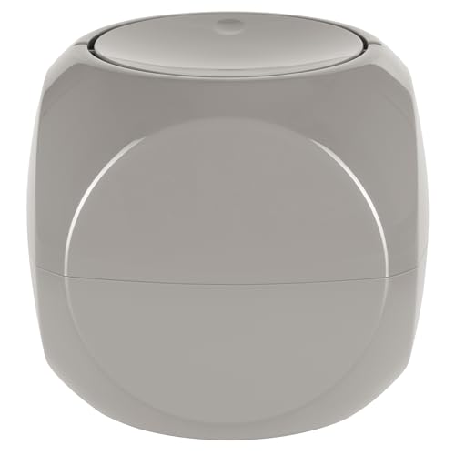 Spirella - Poubelle cosmétique - Récipient à déchets Salle de Bains - Boîte à ordures à Couvercle pivotant 1 Litre Poubelle à Table - Taupe