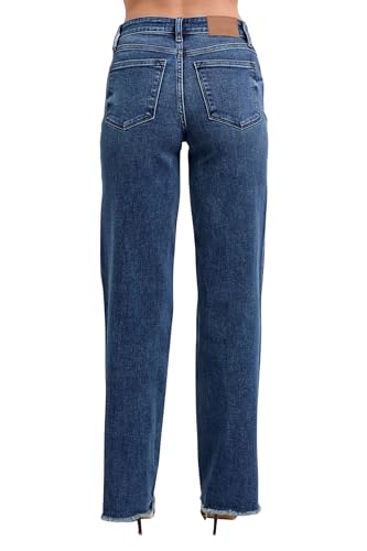 Judy Blue Women's Mid-Rise Tinted Wide Leg Jeans with Raw Hems3