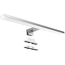 Lamparas Para Cuarto Limpio Aourow Lámpara de Espejo Baño 10W 820lm 40cm,Luz Espejo Blanco Neutro 4000K,Impermeable IP44 230V,3 en 1 Espejo+Armario+Pared,Contra Niebla Acero Inoxidable,Aplique de Baño,400mm