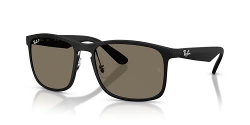 Image of Ray-Ban RB4264 Chromance Square Sunglasses | Ray-Ban Sunglasses for Men - Crystal Polarized Designer Sunglasses with Adjustable Nose Pads