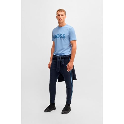 Boss Para Hombre. 50530990 Camiseta Tape Logo Azul (3XL), Casual, AlgodóN, Manga Corta - 5