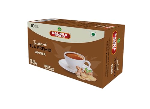 Image of Dalmia Gold Instant Tea Premix- Ginger Flavour - Regular Sugar (14 Grams * 10 Sachets) (Makes 100 ML) | Adrak