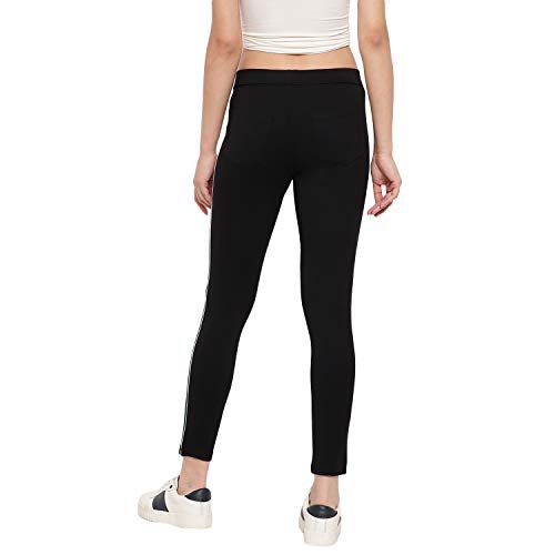 Image of Marvel Womens Jeggings for Women and Girls | Gym Wear Workout Trousers | Stretchable Striped Stylish | High Waist Sports Fitness Yoga Track Pants for Girls & Women 4 Way Stretch Side Piping
