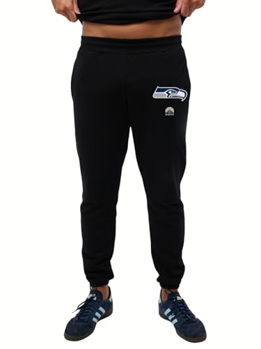 OOSC Mens Seattle Seahawks Sweatpants, Black, 3XL EU