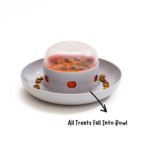 The UFO Interactive Push Button Food Treat Dispenser Bowl for Dogs & Cats for Fun Slow Feeding - Image 3