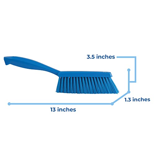 Image of Vikan 45873 Bench Cleaning Brush, Polypropylene /Polyester Soft Bristle Dustpan Brush & Sweeper With Handle, 14-Inch, Blue