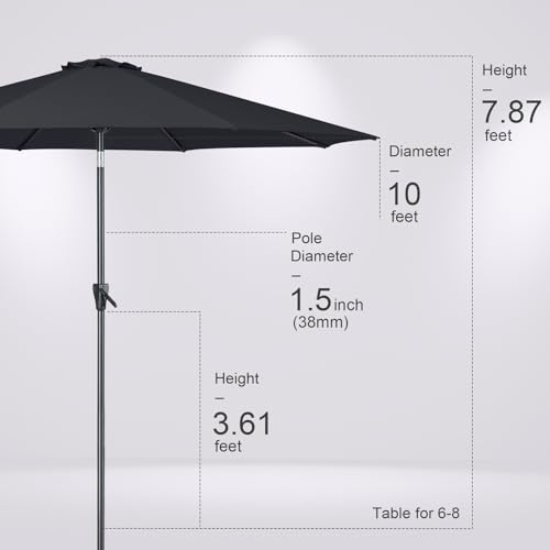 Image of Tempera Patio Market Outdoor Table Umbrella with Push Button Tilt and Crank, Large Sun Umbrella with Sturdy Pole & Fade Resistant Canopy, Easy to Set