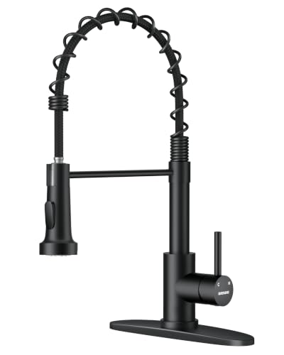 WEWE Black Kitchen Faucet with Pull Down Sprayer...